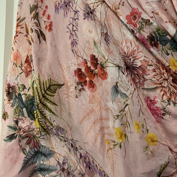 Pink and floral lined full length dress in M-L - Picture 2 of 4